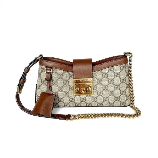 古驰 Padlock 系列小号 GG Supreme 帆布斜挎包